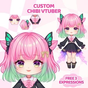 Aangepast Chibi Vtuber-model | Chibi vtuber, pngtuber, Vtuber-middelen, volledig getuigd, aangepast Vtuber-model voor commercieel gebruik, anime-kunst