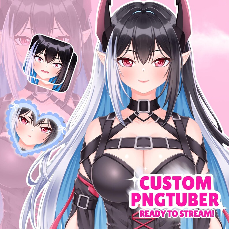 custom pngtuber, kawaii avatar for streamers, personalized streaming avatar, cute chibi pngtuber, pngtuber for twitch and you tube, vtuber model ready to use, png avatar commission