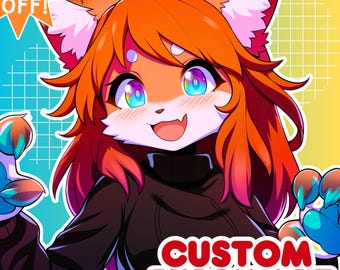 Kundenspezifische Furry-Kunst, Auftrag | Anthro Charakter Ikonen Illustration, Handgezeichnete Fursona Grafik