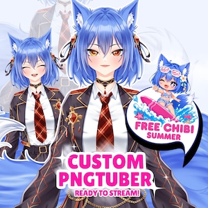 custom pngtuber, kawaii avatar for streamers, personalized streaming avatar, cute chibi pngtuber, pngtuber for twitch and you tube, vtuber model ready to use, png avatar commission