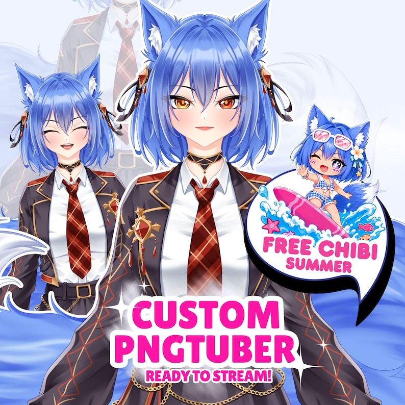 custom pngtuber, kawaii avatar for streamers, personalized streaming avatar, cute chibi pngtuber, pngtuber for twitch and you tube, vtuber model ready to use, png avatar commission