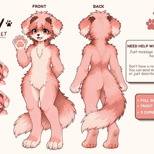 Custom Furry Character Sheet | Fursona Reference sheet