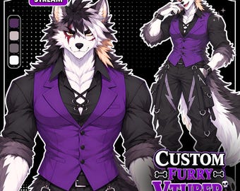 Modelo VTuber Furry personalizado / Fursona Live2D totalmente animada para VTube Studio