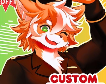 Custom Furry Art Commission| Personalized Anthro Character Portrait, Hand Drawn Fursona Artwork