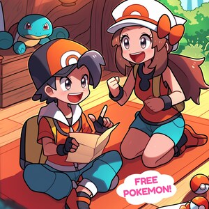 Custom Pokémon Portrait l Couple Poke Cartoon, Valentine Gifts, Poke Style, Gift For Kids, Anime Commission, Anniversary, Birthday Gift