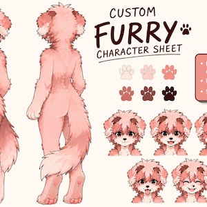 Custom Furry Character Sheet | Fursona Reference sheet(Digital)
