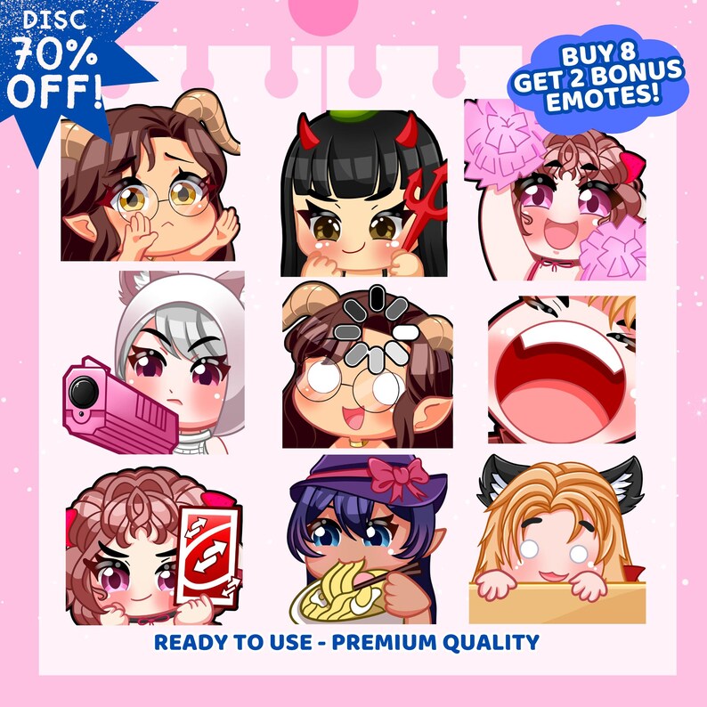 High Quality Custom Twitch Emotes, Custom Twitch Emotes,  Custom Emote, Chibi Emotes, Twitch Emotes Pack