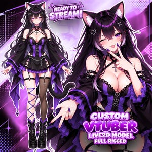 Modelo personalizado de VTuber Live2D / Avatar Live2D totalmente animado para VTube Studio