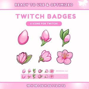 Sakura Bloom Badges| Cherry Blossom Aesthetic, Cute Twitch Sub,  Bit Badges, Twitch Sub Badges,  Bit Badges, Cherry Sakura, Streamer Setup