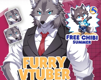 Modelo Vtuber Furry personalizado / Encargo de VTuber Live2D, diseño y rigging para streamer