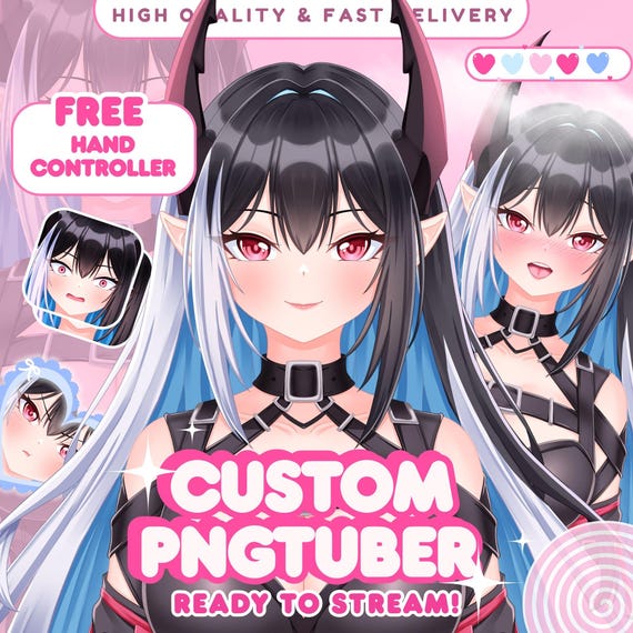 Custom PNGTuber Avatar Commission | Talking Blinking PNGTuber Model for Twitch & YouTube Streaming