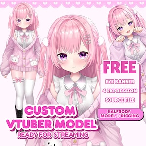 Custom Live2D VTuber Model Fully Rigged | Anime VTuber Avatar Ready for Streaming Twitch YouTube (VTube studio ready)
