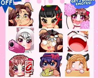 Émoticônes Chibi personnalisées pour Twitch et Discord | Graphismes de banderoles de style anime