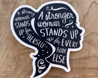Strong Woman Sillhouette 3” Round Sticker