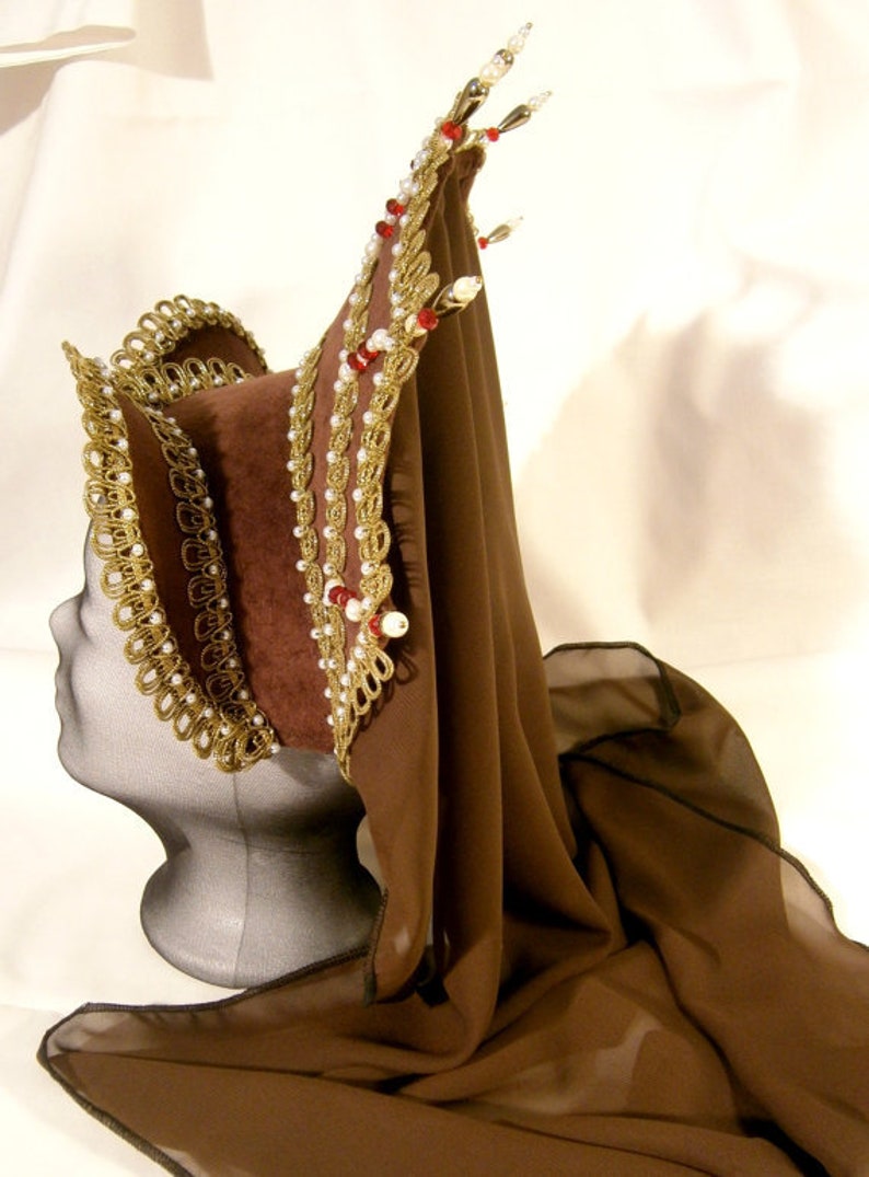 Brown French Hood Anne Boleyn Tudors Renaissance Hat - Etsy
