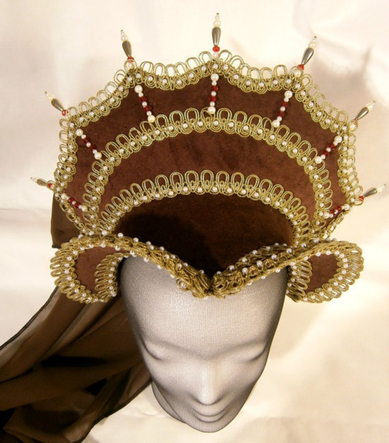 Brown French Hood Anne Boleyn Tudors Renaissance Hat - Etsy