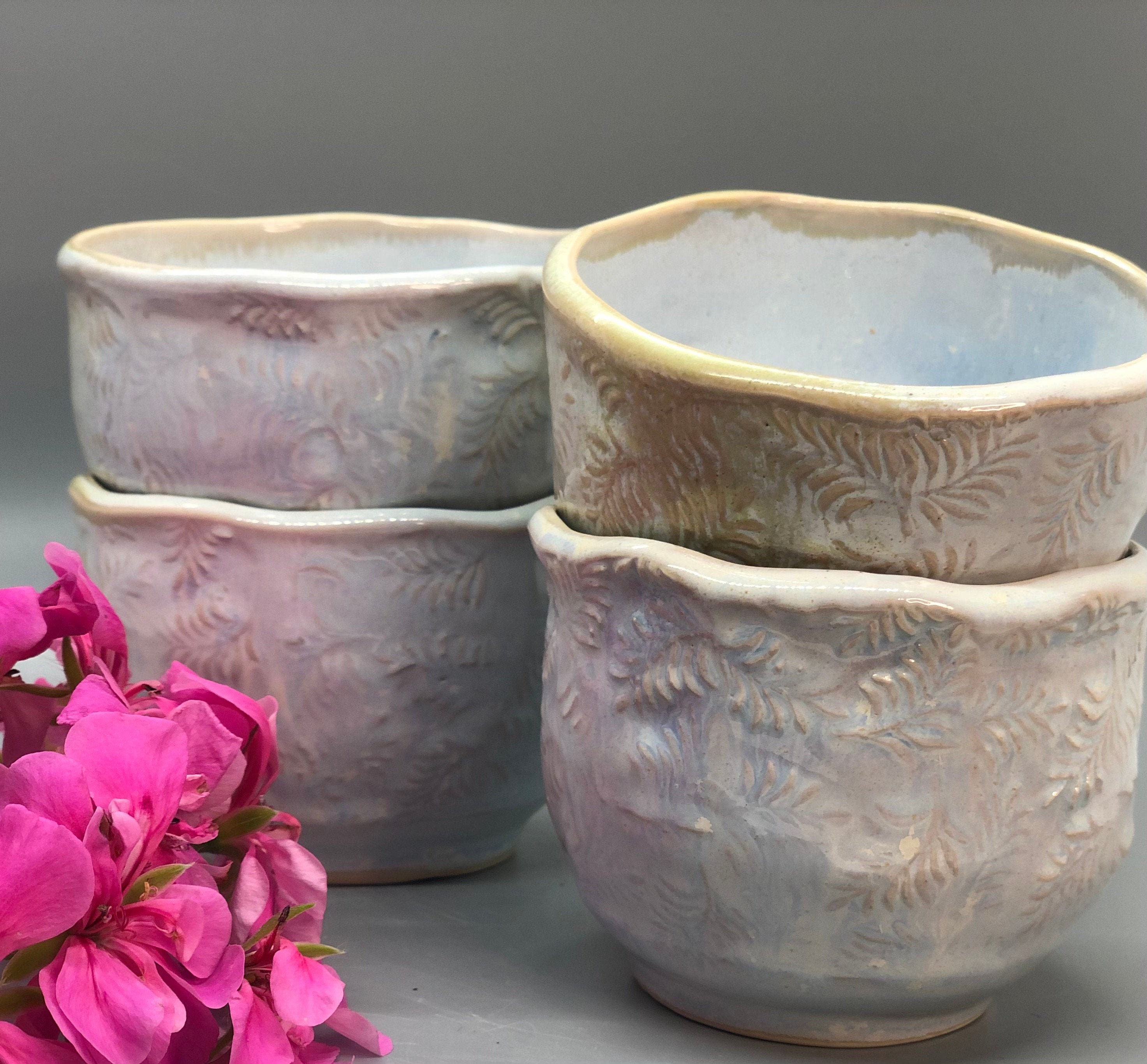 Set of 4 handmade ceramic ramekin bowl made with white clay Etsy