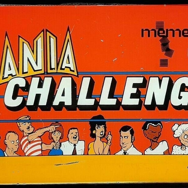 Authentic Arcade Marquee "Mania Challenge" 1986 Memetron 23 x 8.5" Plexiglass