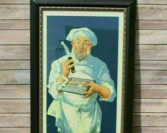 Vintage 1910 La Vegetaline Pour la Cuisine By Medaille Framed Advertisement