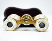 Antique LeMaire Paris France Mother Of Pearl MOP Opera Glasses Binoculars Case
