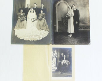 Antique Wedding Photos Black And White Photographs 1920s 1930s Bundle 3 piece