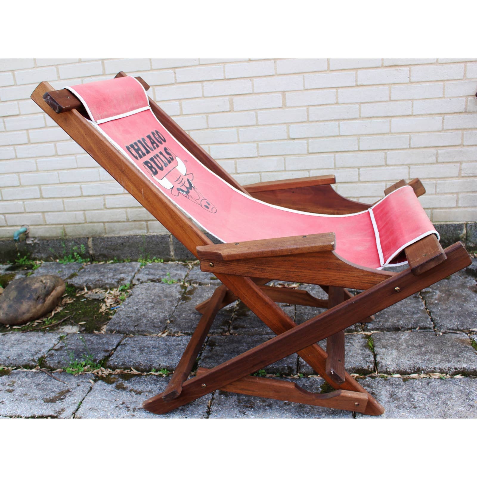 Vintage Chicago Bulls NBA Sling Chair Wood Canvas 80s Rocking Etsy