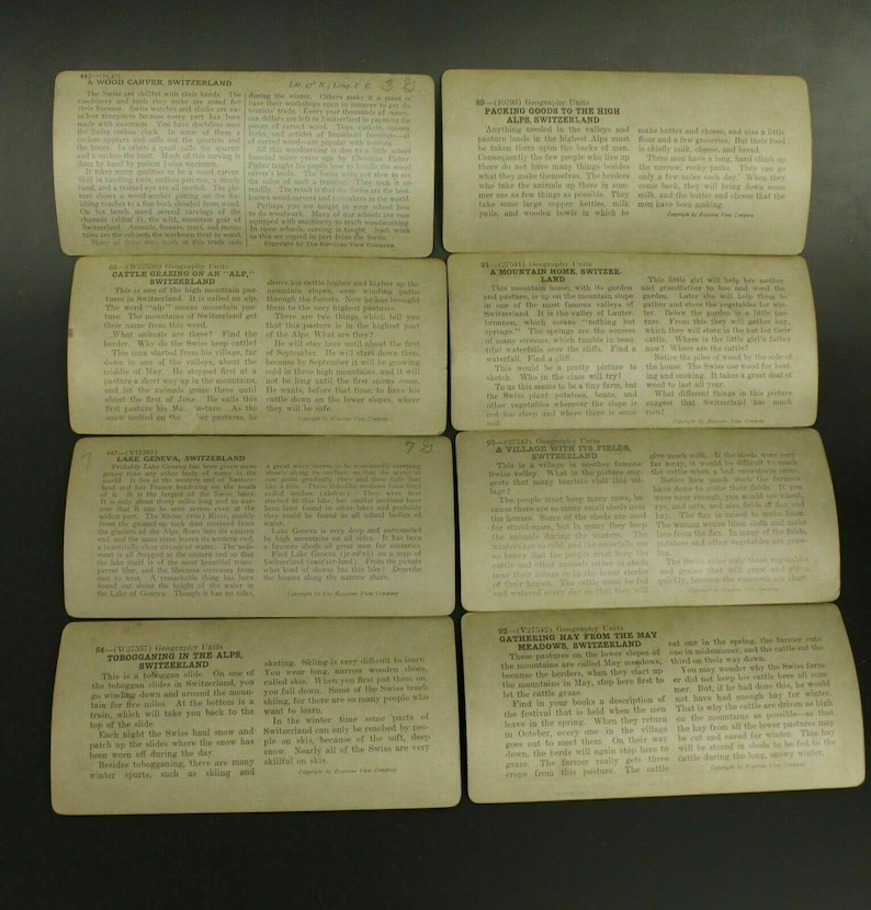 Lot Of 8 Early 1900s Switzerland Keystone Stereoviews Alps Mountains Stero Card