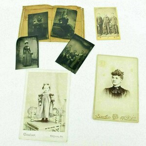 Antique Vintage Lot Of 7 Tintype Photos And Cabinet Cards Photographs People
