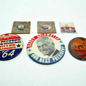 1964 President Campaign Buttons Goldwater GOP Election Memorabilia Lenticular