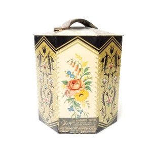 Vintage SHARPS Toffee Tin Edward Sharp & Sons England Octagonal Floral Litho
