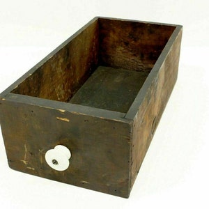 Antique Primitive Wood Desk Cabinet Drawer With Enamel Knob Farm House Decor