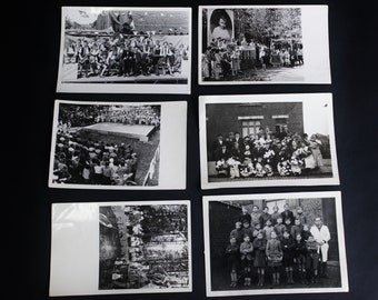 Antique Black White Photographs Europe Town Gathering Children School Photos Scouts Family 10 pictures