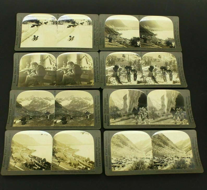 Lot Of 8 Early 1900s Switzerland Keystone Stereoviews Alps Mountains Stero Card
