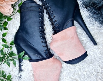 WEDNESDAY PLATFORM PROTECTORS - Pleaser Pole Shoe Flow Covers Suede Blush Pink