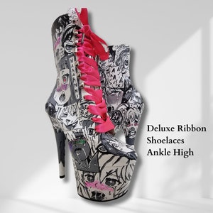 Deluxe Ribbon Shoelaces 180cm  SHOEBARI Satin Ribbon,  Ankle High Pole Dance Boots, Doc Martens Boots