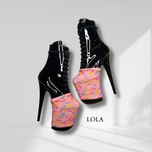 LOLA PLATFORM PROTECTORS - Pleaser Pole Shoe Protectors pink sprinkles treats Easter