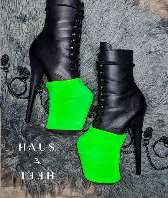 DEW PLATFORM PROTECTORS Pleaser Pole Shoe Protectors Covers Neon