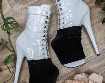 BARBARA PLATFORM PROTECTORS - Pleaser Pole Shoe Flow Covers Black Velvet
