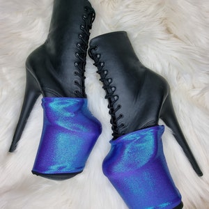AURORA PLATFORM PROTECTORS - Shoe Covers Pole Dancing Metallic Blue Purple Shiny Exotic Flow Dance Pleaser Hella Heel