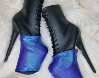 AURORA PLATFORM PROTECTORS - Shoe Covers Pole Dancing Metallic Blue Purple Shiny Exotic Flow Dance Pleaser Hella Heel