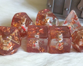 Squirrel DnD Dice Set, Polyhedral dice, D&D dice, Dungeons and Dragons, Animal DnD Dice. Wizard Familiar Dice, Cute Dice Set