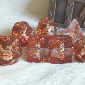 Squirrel DnD Dice Set, Polyhedral dice, D&D dice, Dungeons and Dragons, Animal DnD Dice. Wizard Familiar Dice, Cute Dice Set