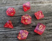 White Blood Cells DnD Dice Set, Polyhedral dice, D D dice, Dungeons and Dragons, Table Top Role Playing Dice. Red semi translucent Dice