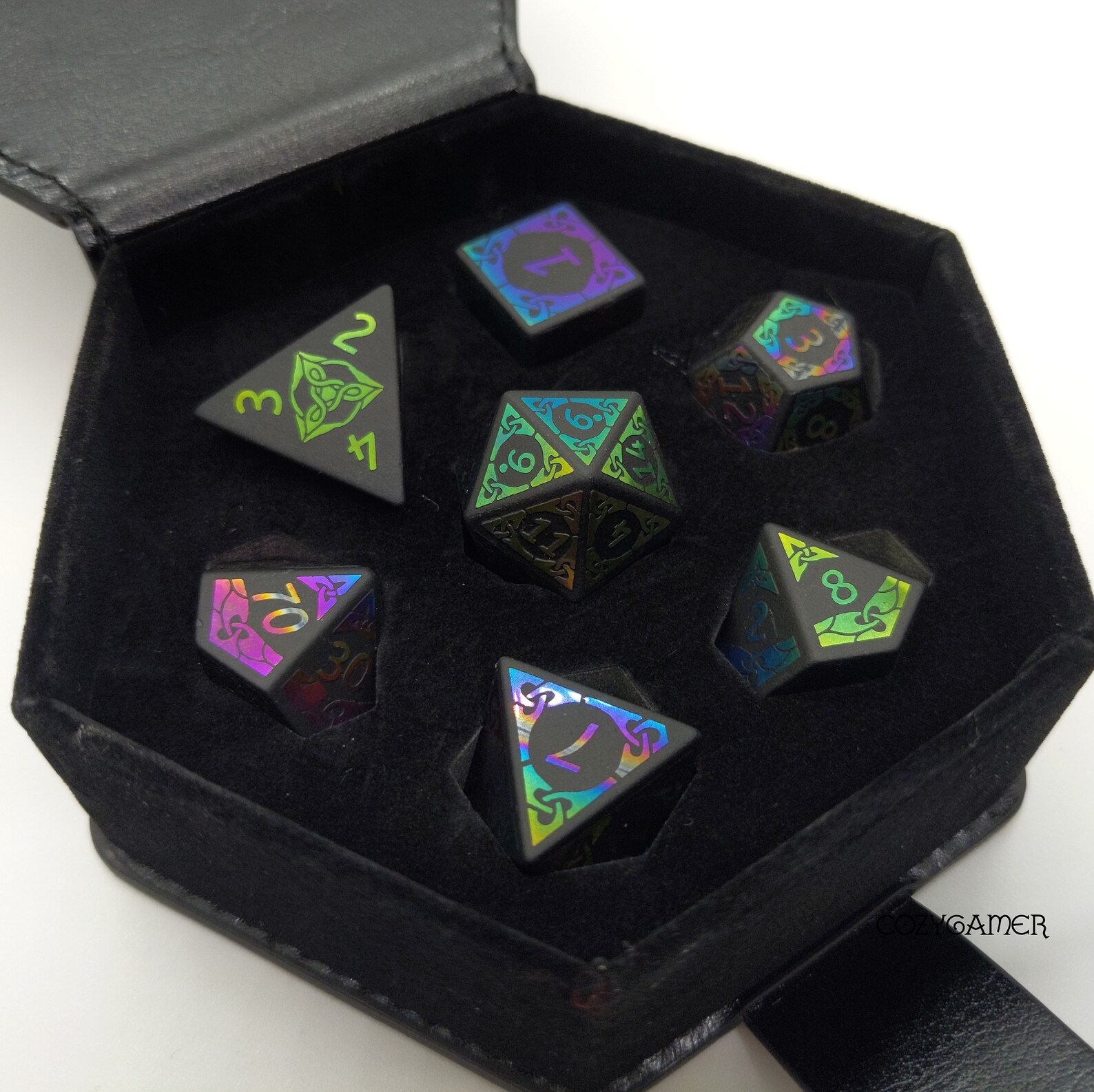 Frosted Black Obsidian Gemstone DnD Dice Set Polyhedral dice Etsy