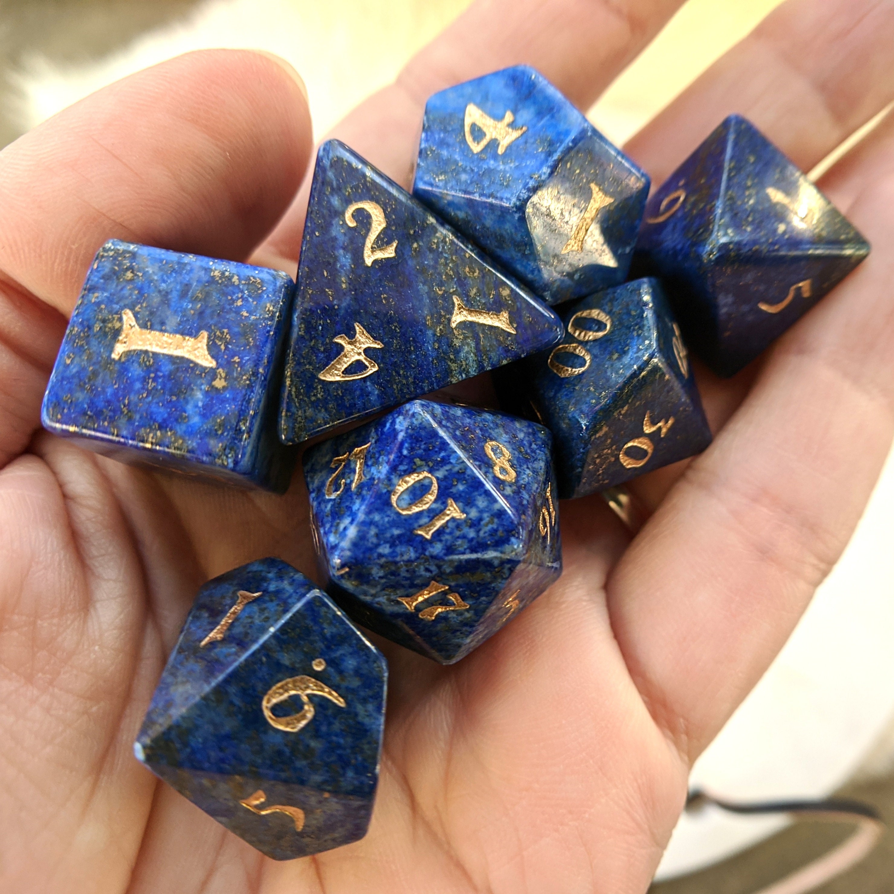 Lapis Gemstone DnD Dice Set Polyhedral dice D&D dice Etsy