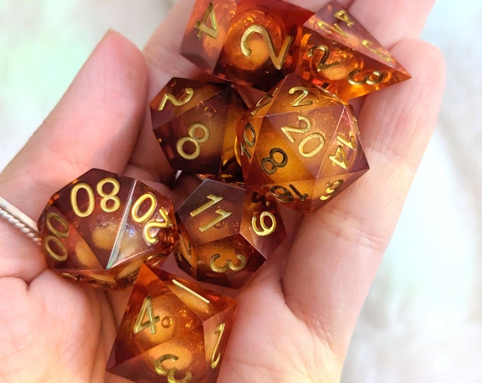 Embers Liquid Core Dnd Dice Set, Polyhedral Dice, D&D Dice, Dungeons