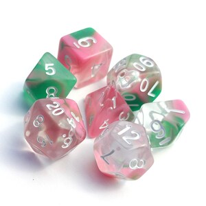 HDB-13 Pink White Blend Dice ~ 7 piece Polyhedral dice set ~ NEW RPG DnD Magic HDB-13 Pink White Blend Dice ~ 7 piece Polyhedral dice set ~ NEW RPG DnD Magic