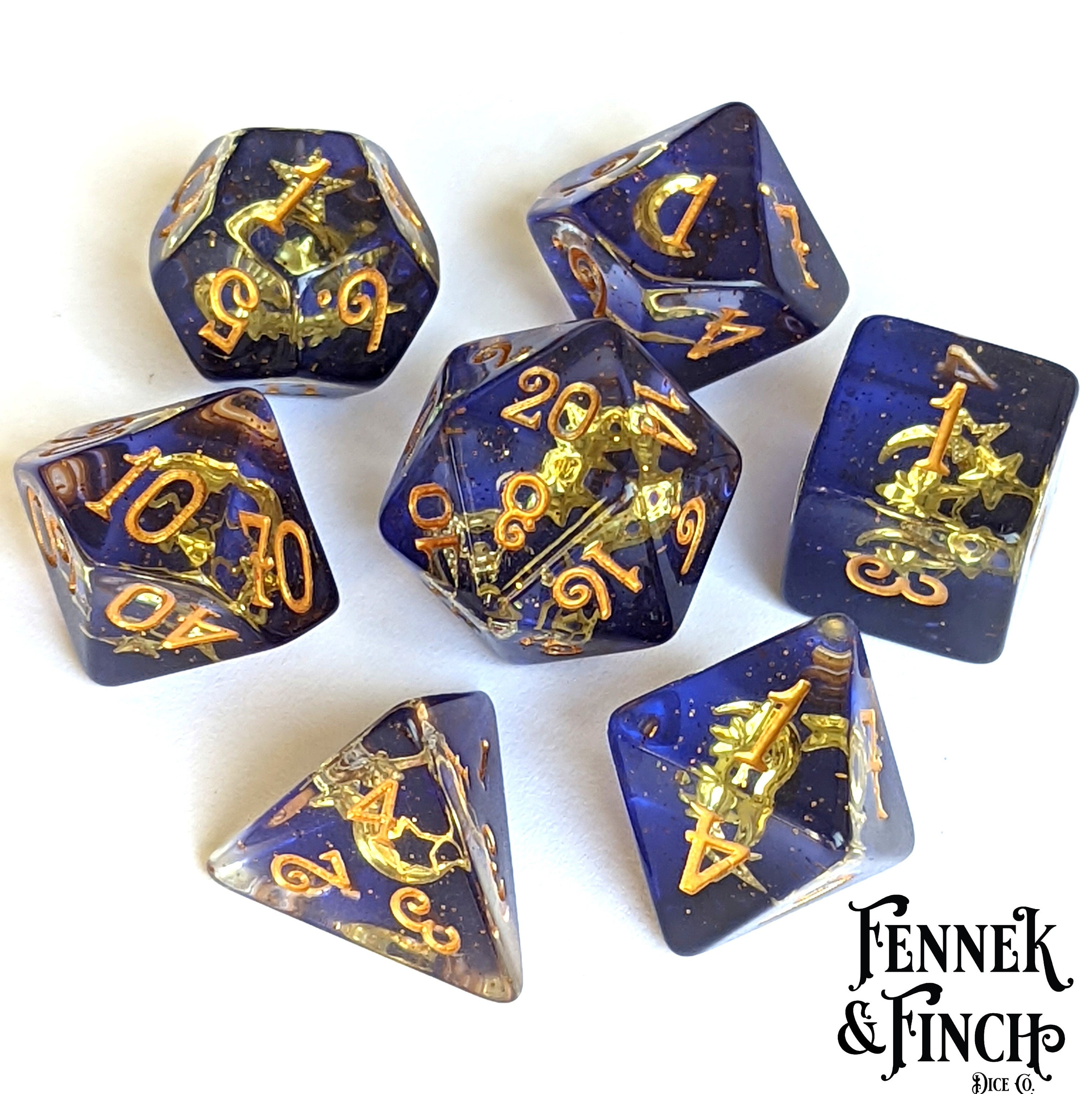 Moon and Stars Dice Set TTRPG Polyhedral Dice D&D Dice Etsy Canada