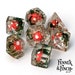 Amanita Mushrooms and Moss - 7 Piece DnD Dice Set. Dungeons and dragons, D&D Dice set, DnD Dice Set for Dungeons and Dragons. D20 TTRPG Dice