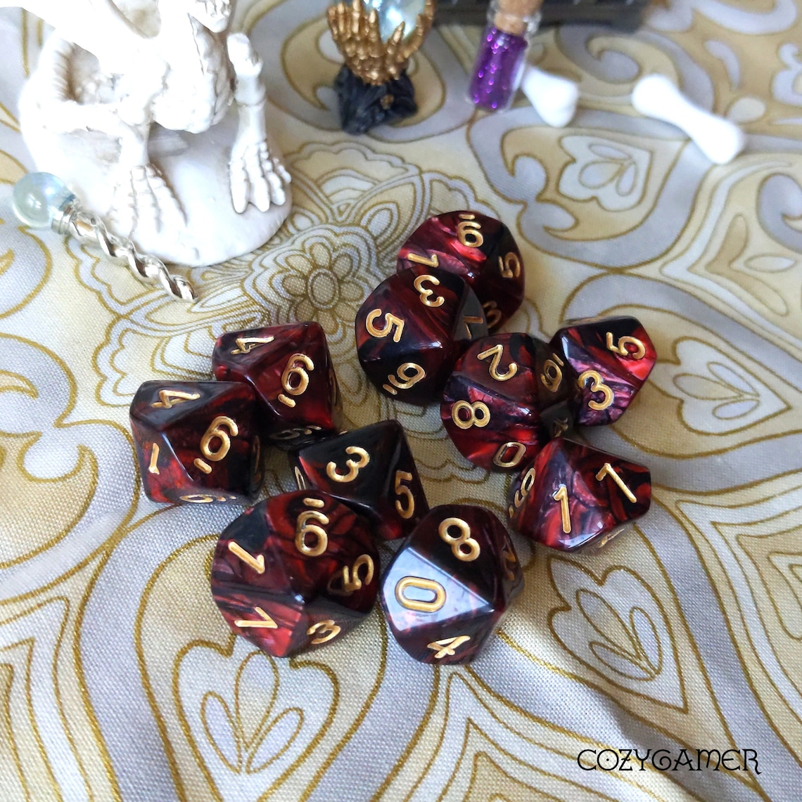 Blood D10 Dice Set Ten Sided Dice D&D Dice Dungeons and Etsy